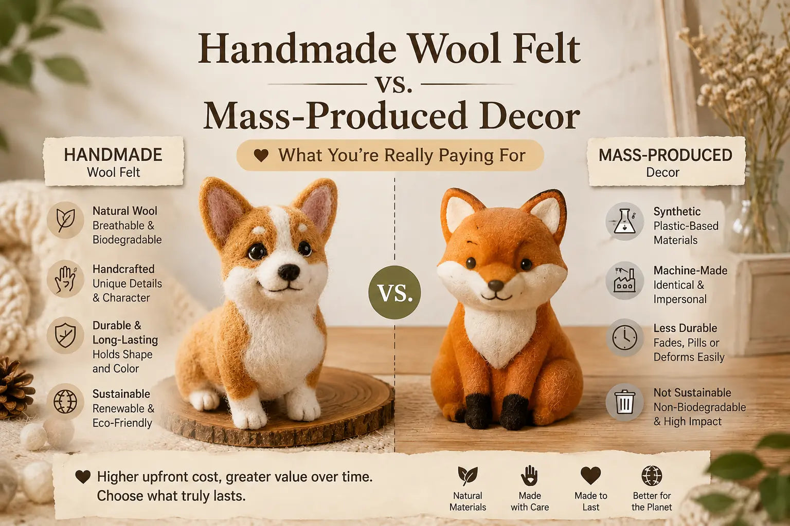 Handmade Wool Felt vs. Mass-Produced Decor: What You're Really Paying For